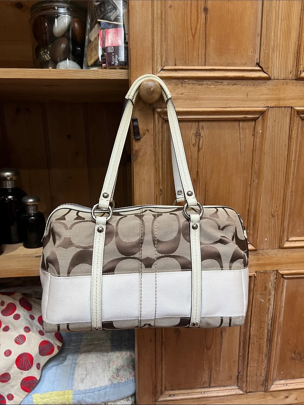 Coach F13551 Signature Stripe Satchel